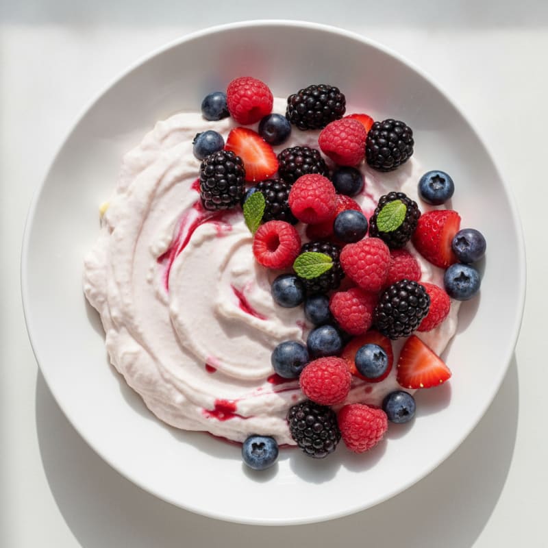 Silky Greek Yogurt Protein Mousse with Mixed Berries