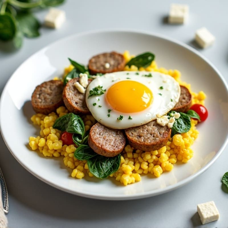 Egg White Scramble with Turkey Sausage and Spinach