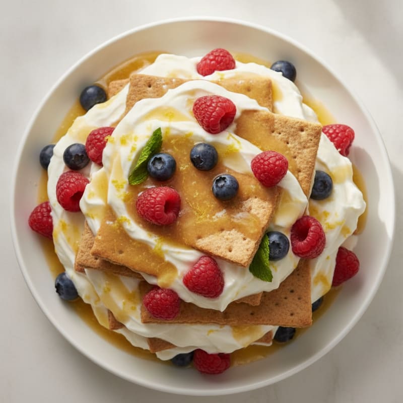 High-Protein Lemon Berry Icebox Cake