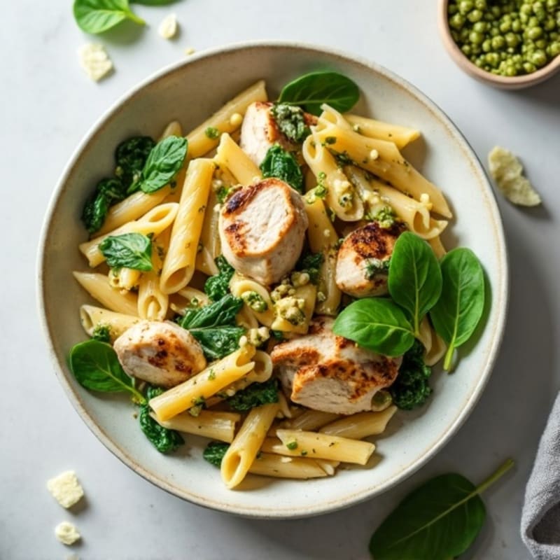 Creamy Chicken Pesto Pasta with Fresh Spinach