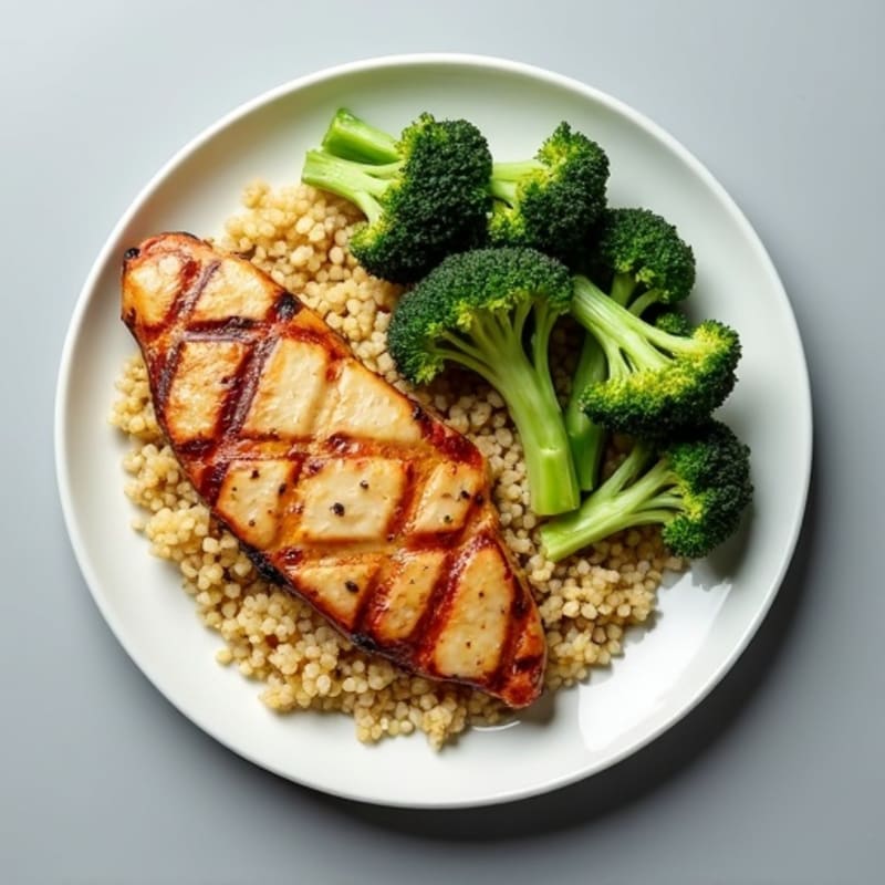 Grilled Chicken Breast with Quinoa and Steamed Broccoli