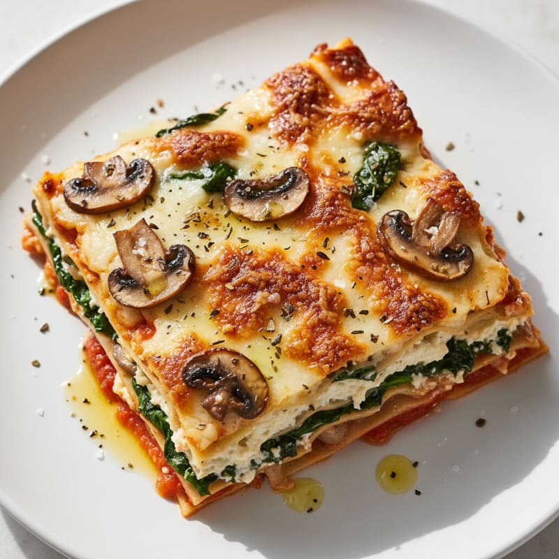 Garlic Mushroom and Spinach Lasagna