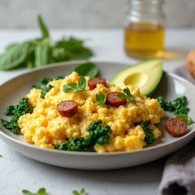 Egg White and Turkey Sausage Scramble with Spinach
