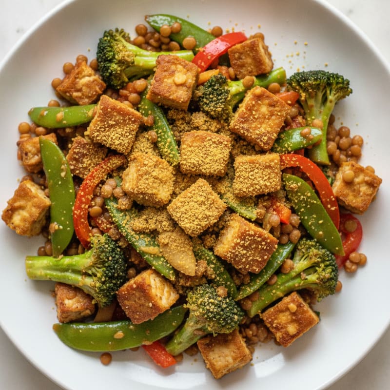 Lentil and Tempeh Vegetable Stir-Fry