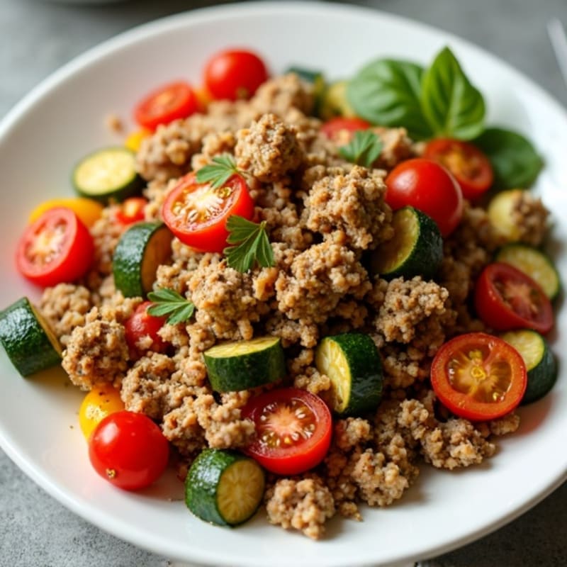 Garlic-Herb Ground Turkey Skillet with Roasted Vegetables