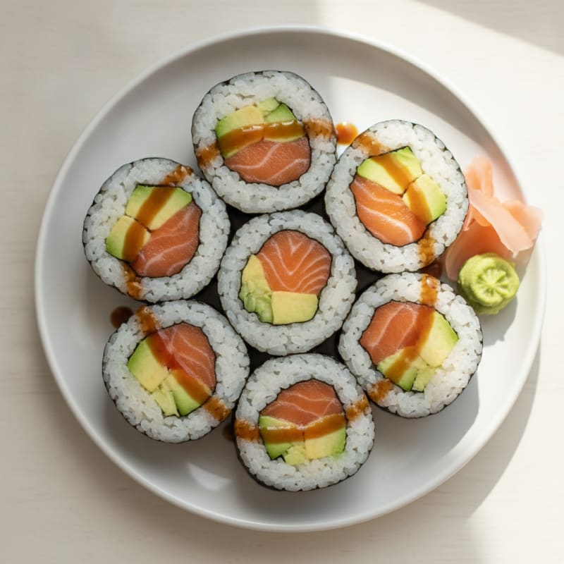 Fresh Salmon & Avocado Sushi Rolls