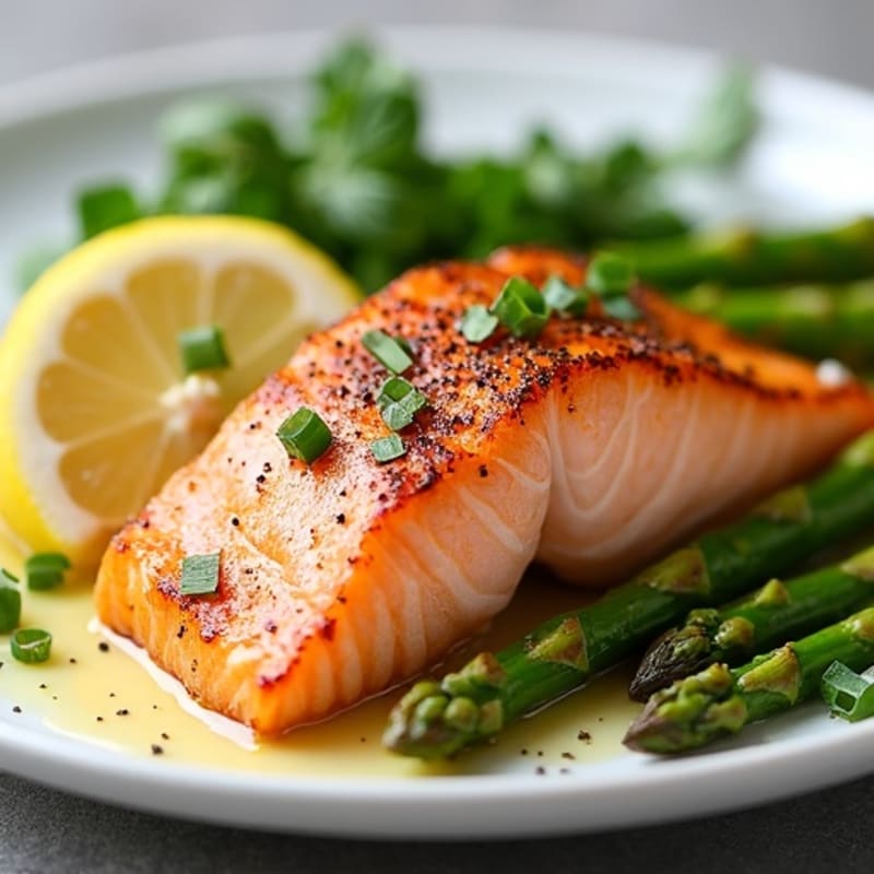 Pan-Seared Salmon with Crispy Roasted Asparagus