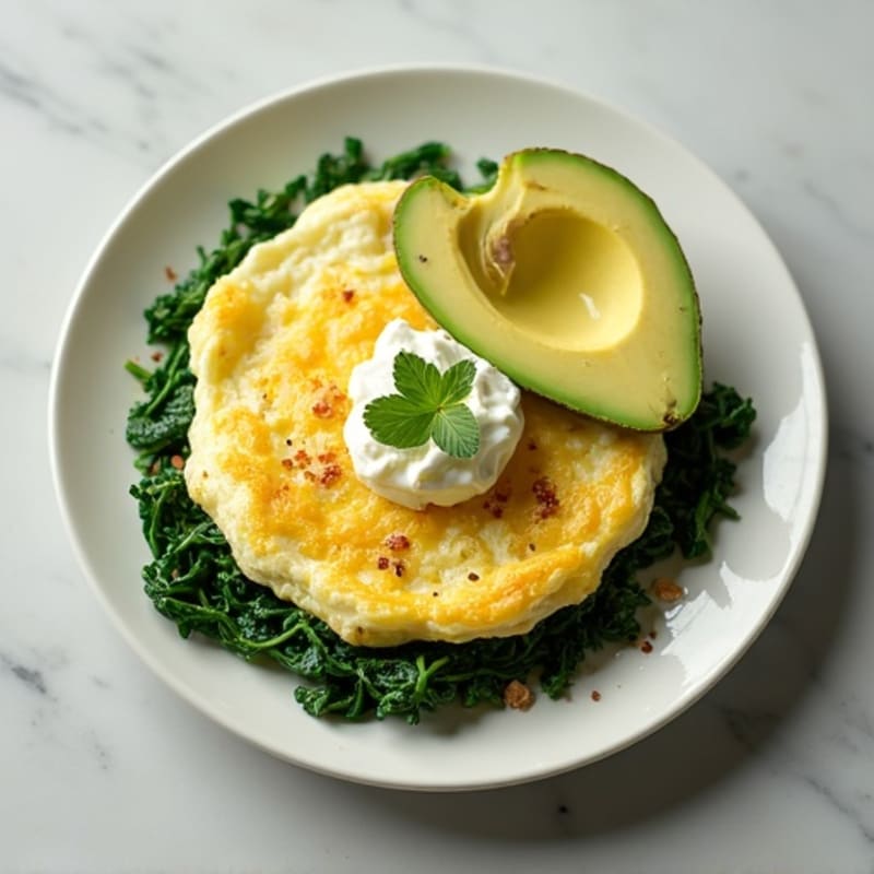 Egg White and Spinach Omelet with Cottage Cheese