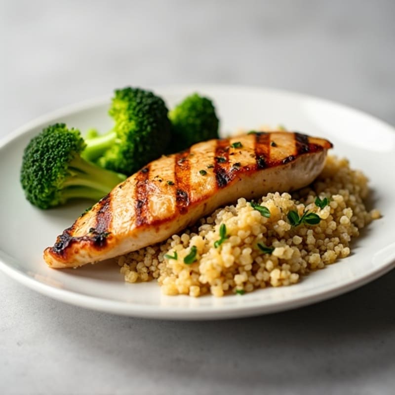 Grilled Chicken Breast with Quinoa and Steamed Broccoli