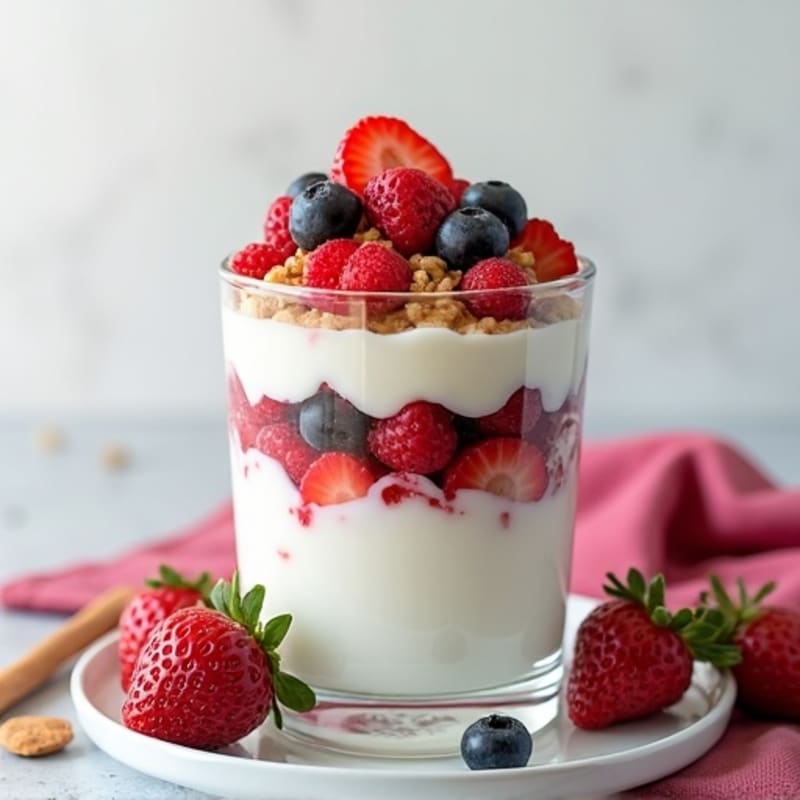 Greek Yogurt Protein Parfait with Berries and Almond Butter