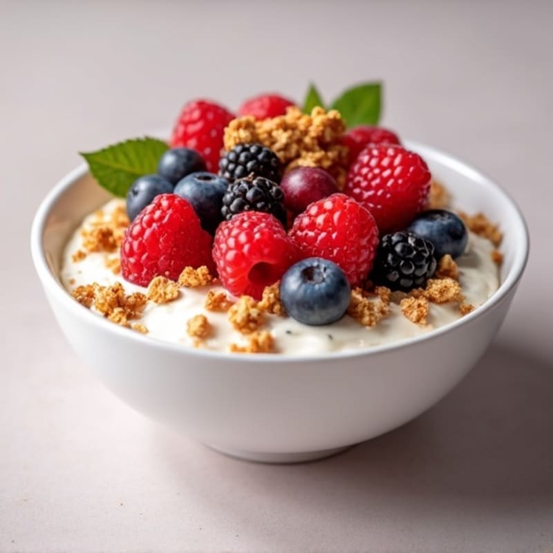 Creamy Greek Yogurt Bowl with Fresh Berries and Crunchy Granola