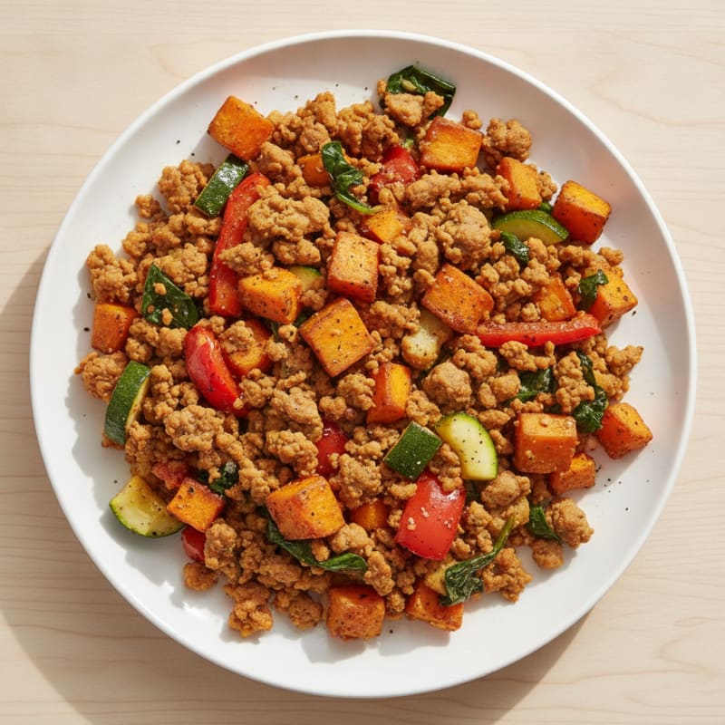 Ground Turkey and Sweet Potato Veggie Skillet