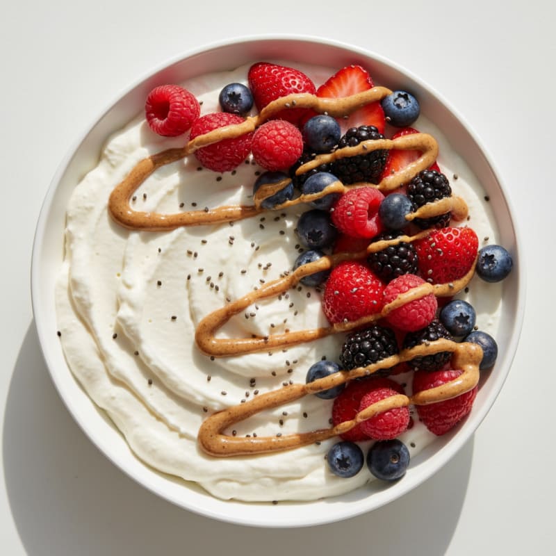 Silky Greek Yogurt Protein Pudding with Mixed Berries