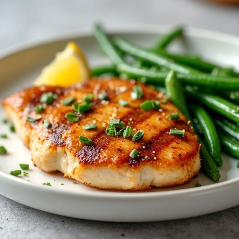 Pan-Seared Chicken Breast with Garlicky Green Beans