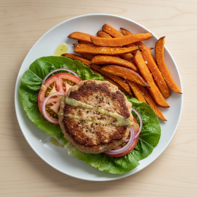 Lean Turkey Burger with Sweet Potato Fries