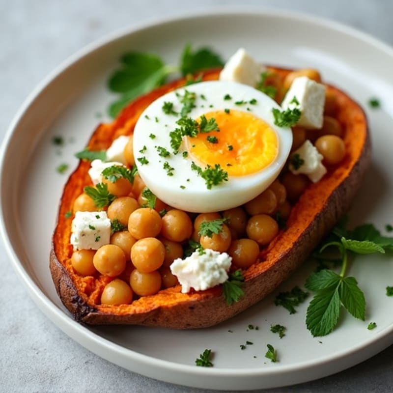 Greek-Style Roasted Sweet Potato with Feta and Herbs