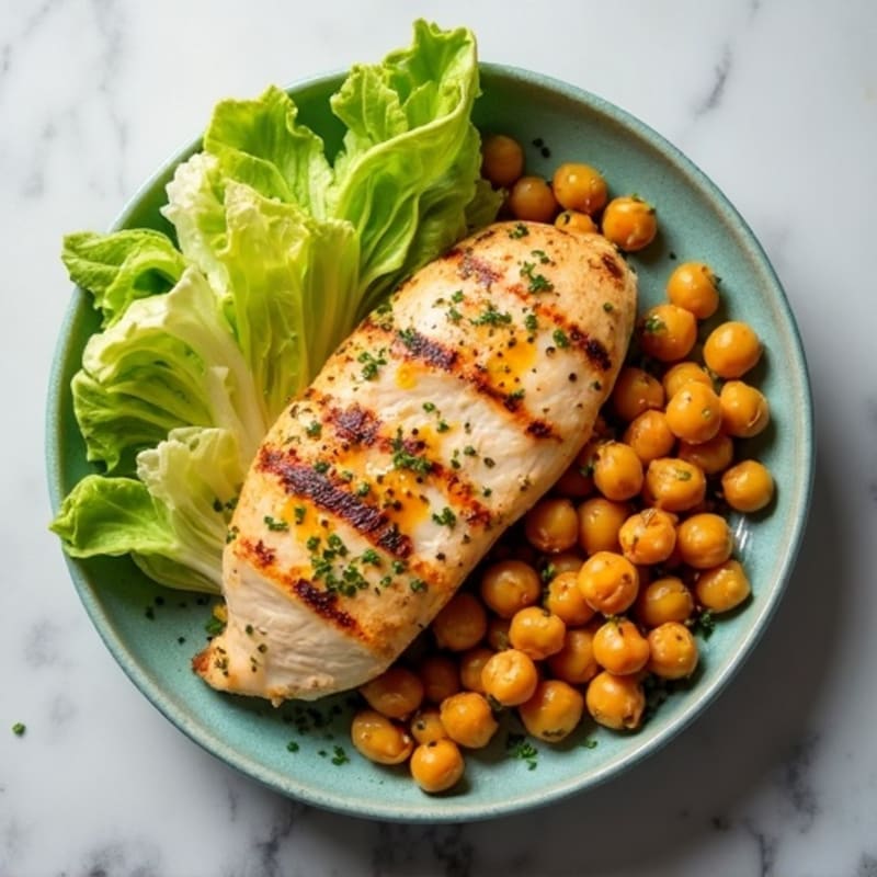 Grilled Chicken Breast with Crisp Romaine and Chickpeas