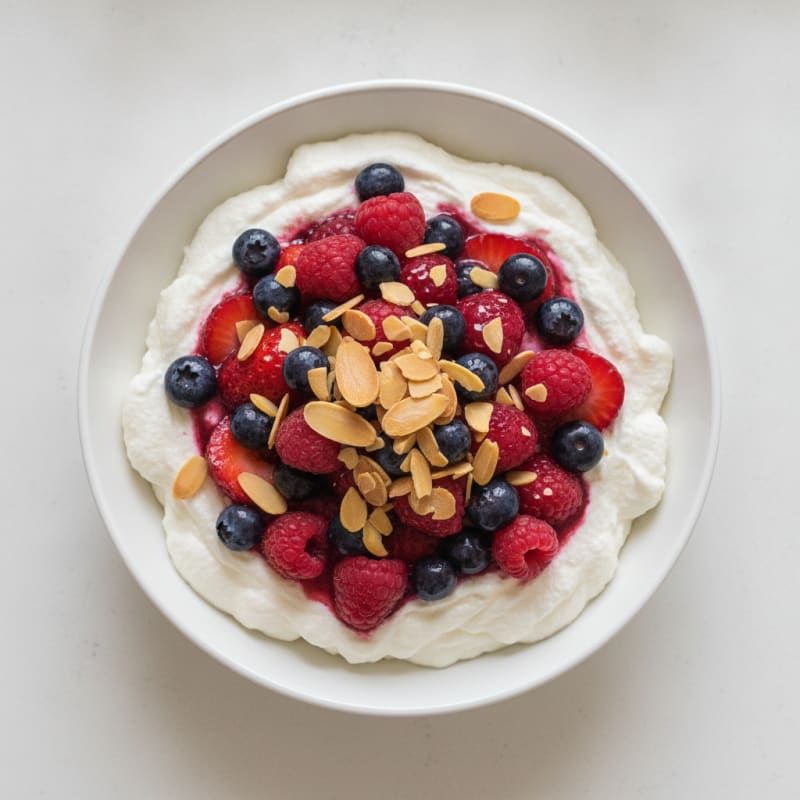 Greek Yogurt Protein Mousse with Mixed Berries