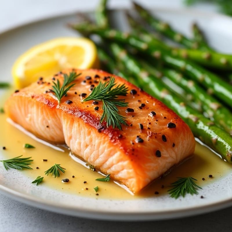 Flaky Citrus-Dill Baked Salmon with Roasted Asparagus