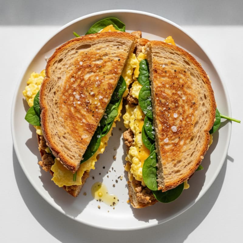 Cheesy Egg and Minced Turkey Panini