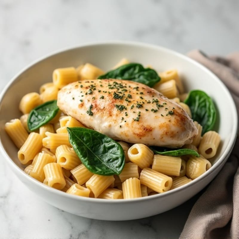 Healthy Creamy Garlic Chicken Pasta