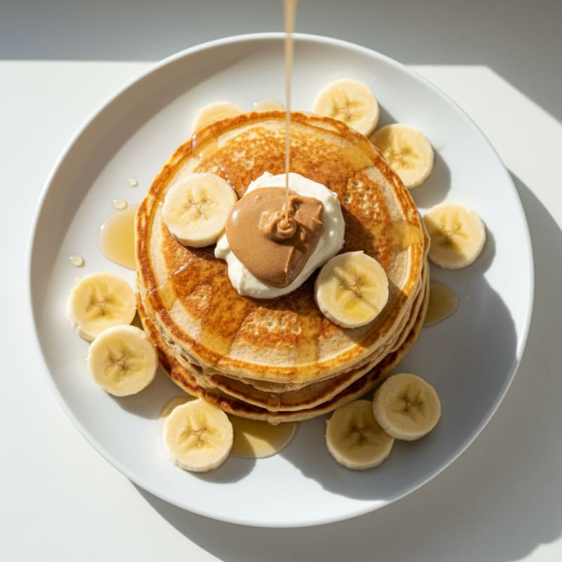 Fluffy Golden Banana Protein Pancakes