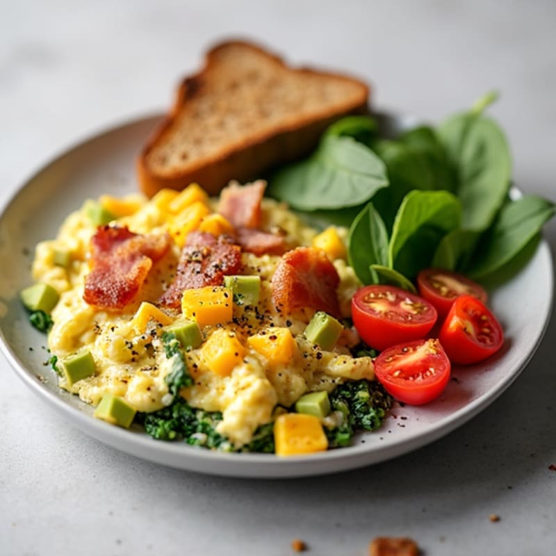 Egg White Scramble with Spinach and Turkey Bacon