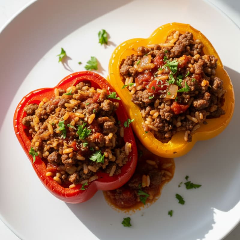 Beef and Rice Stuffed Bell Peppers