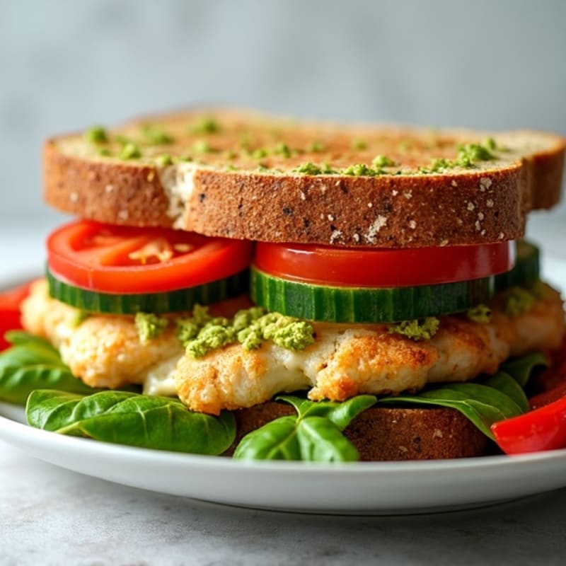 Fresh Pesto Chicken Sandwich with Crunchy Vegetables