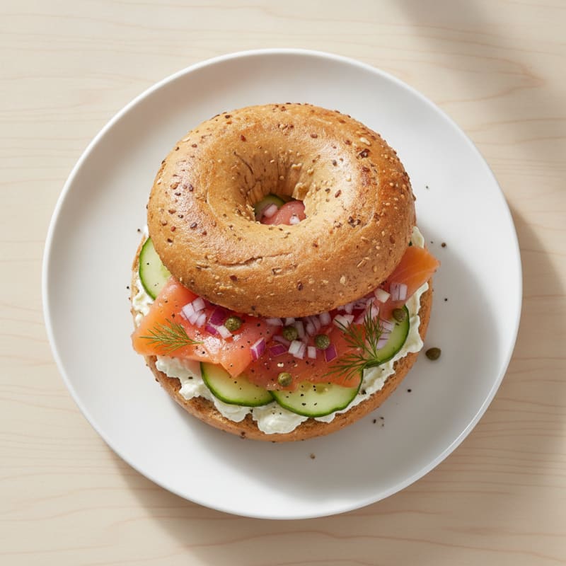 Smoked Salmon Everything Bagel with Cream Cheese