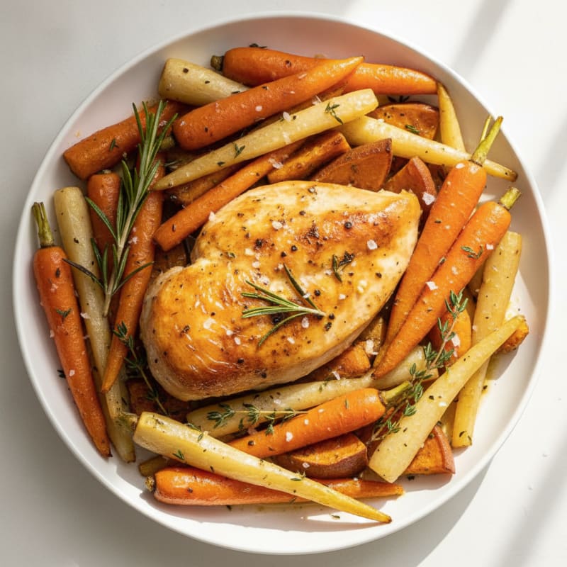 Garlic Herb Roasted Chicken with Root Vegetables