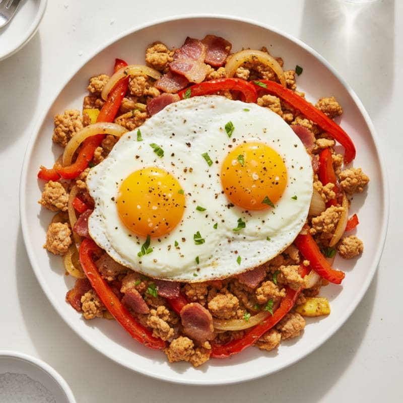 Bell Pepper and Bacon Hash