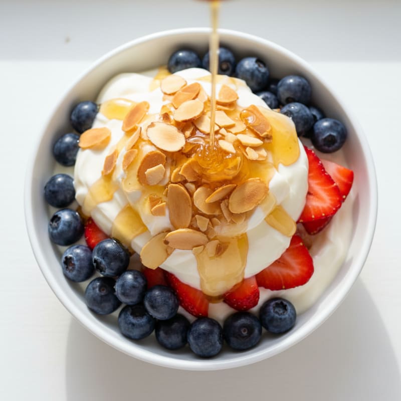 Creamy Greek Yogurt Parfait with Berries and Almonds