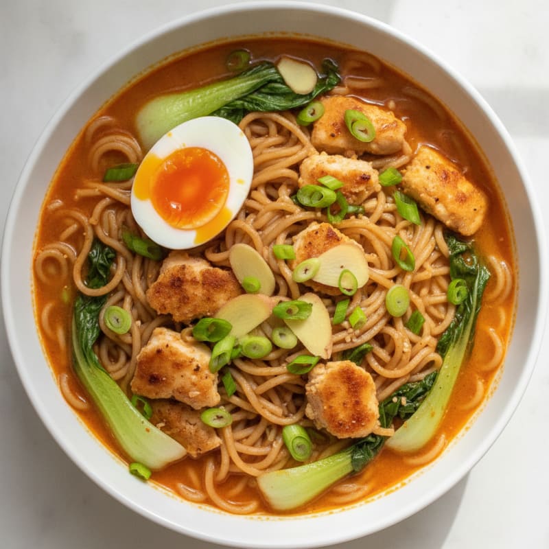 Sriracha Chicken Ramen with Jammy Egg