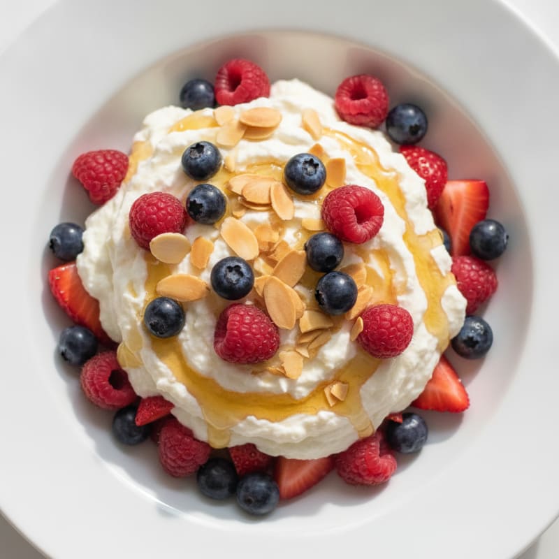 Silky Greek Yogurt Protein Mousse with Mixed Berries