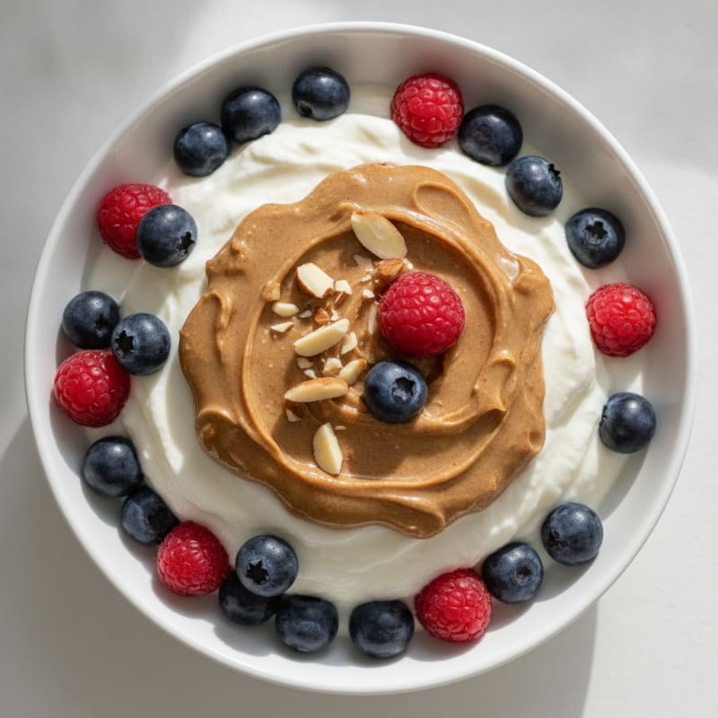 Creamy Greek Yogurt Parfait with Mixed Berries and Almond Butter