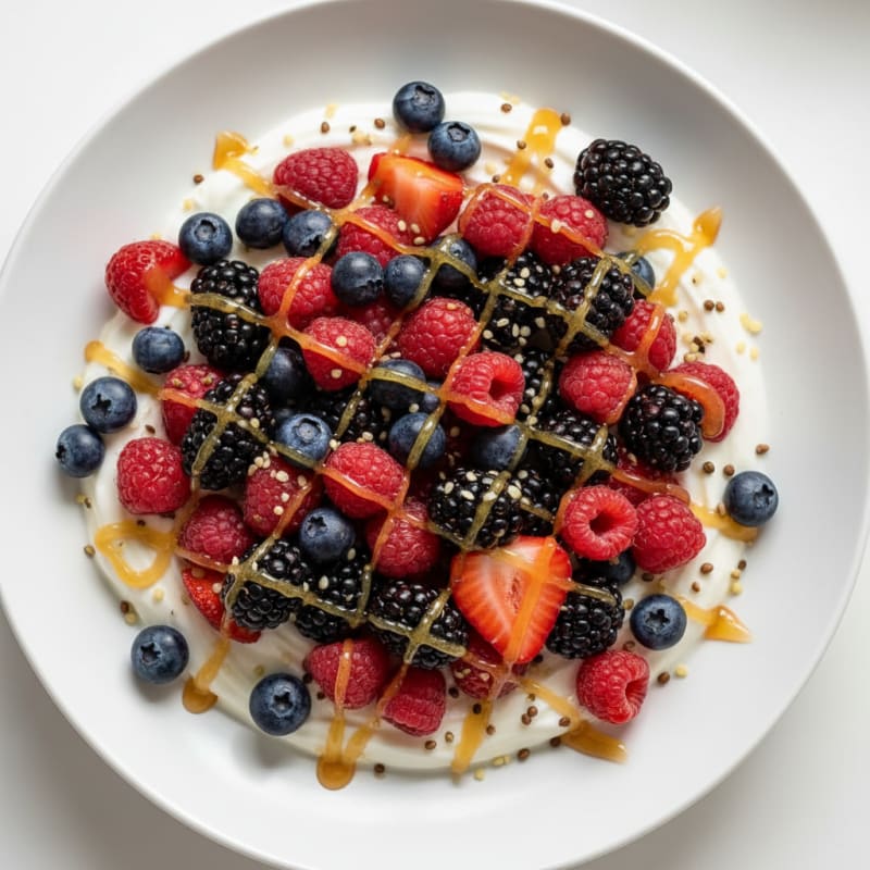 Creamy Greek Yogurt Bowl with Mixed Berries and Hemp Seeds