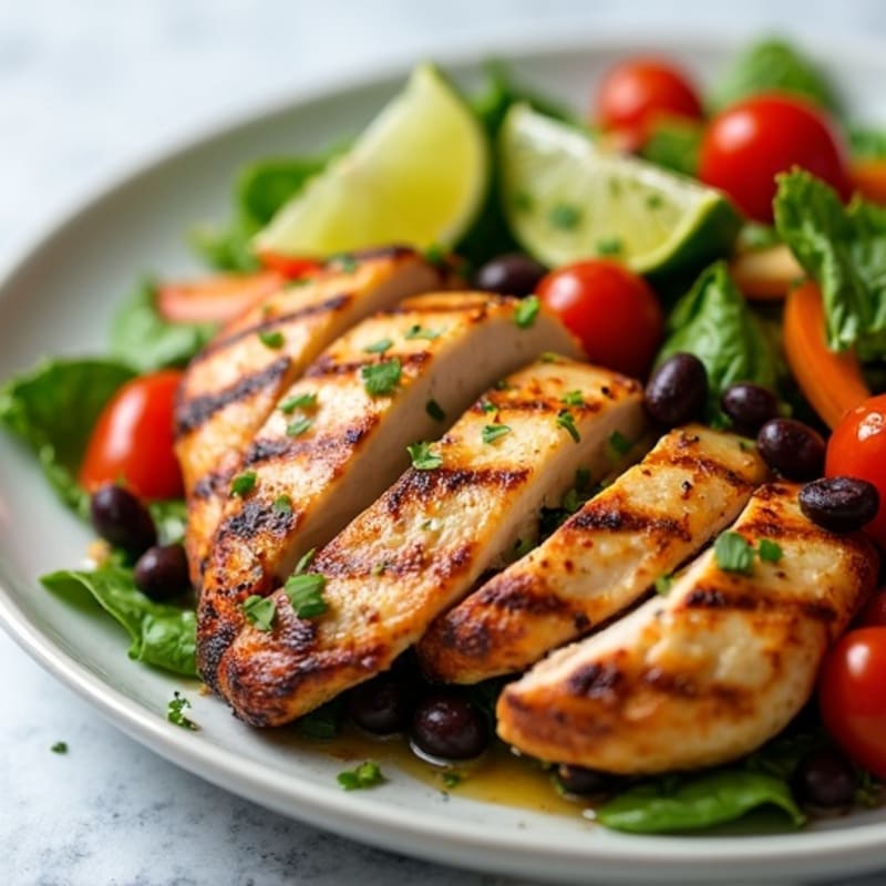 Grilled Chicken Breast and Black Bean Salad with Lime Vinaigrette