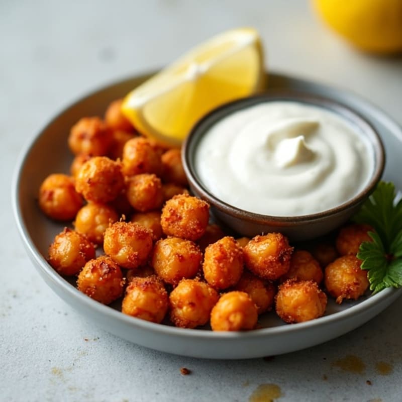 Crispy Roasted Chickpeas with Greek Yogurt Dip