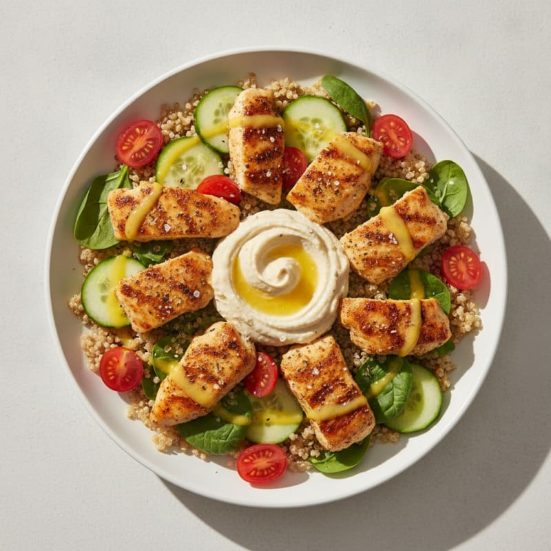 Chicken and Hummus Quinoa Bowl