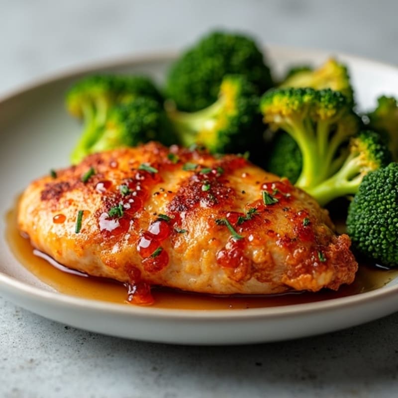 Crispy Soy Ginger Garlic Glazed Chicken with Roasted Broccoli