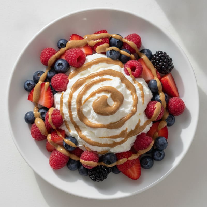 Greek Yogurt Protein Mousse with Mixed Berries