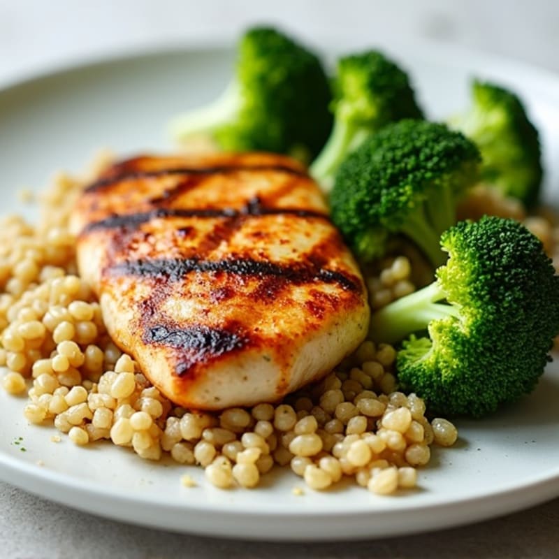 Grilled Chicken Breast with Quinoa and Steamed Broccoli