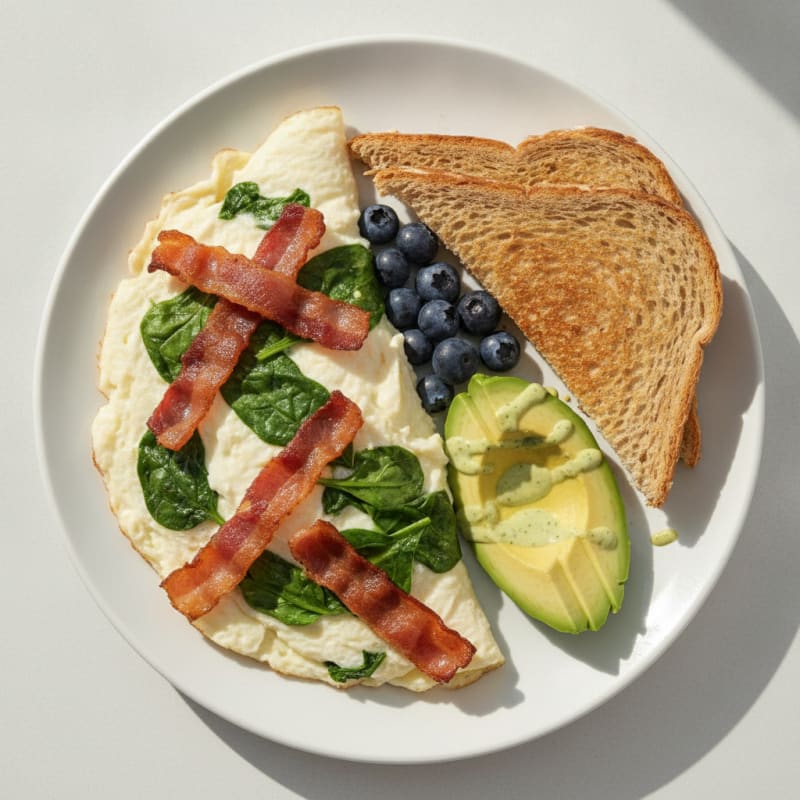 Egg White Spinach Omelette with Whole Wheat Toast