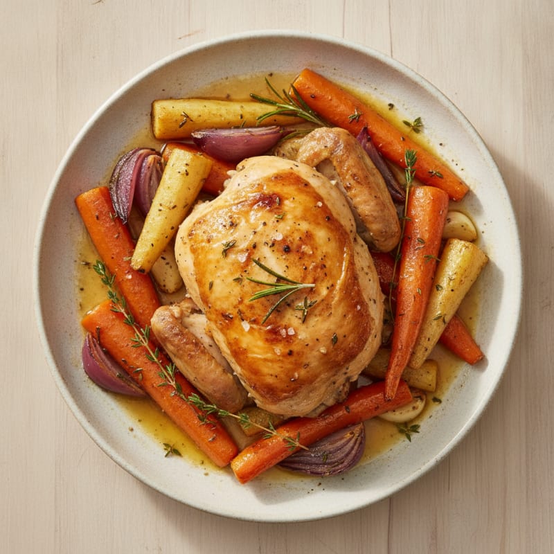 Garlic Herb Roasted Chicken with Root Vegetables