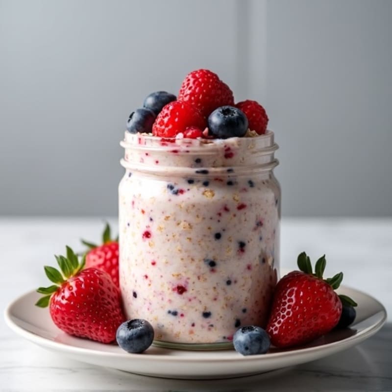 Vanilla-Berry Protein Overnight Oats