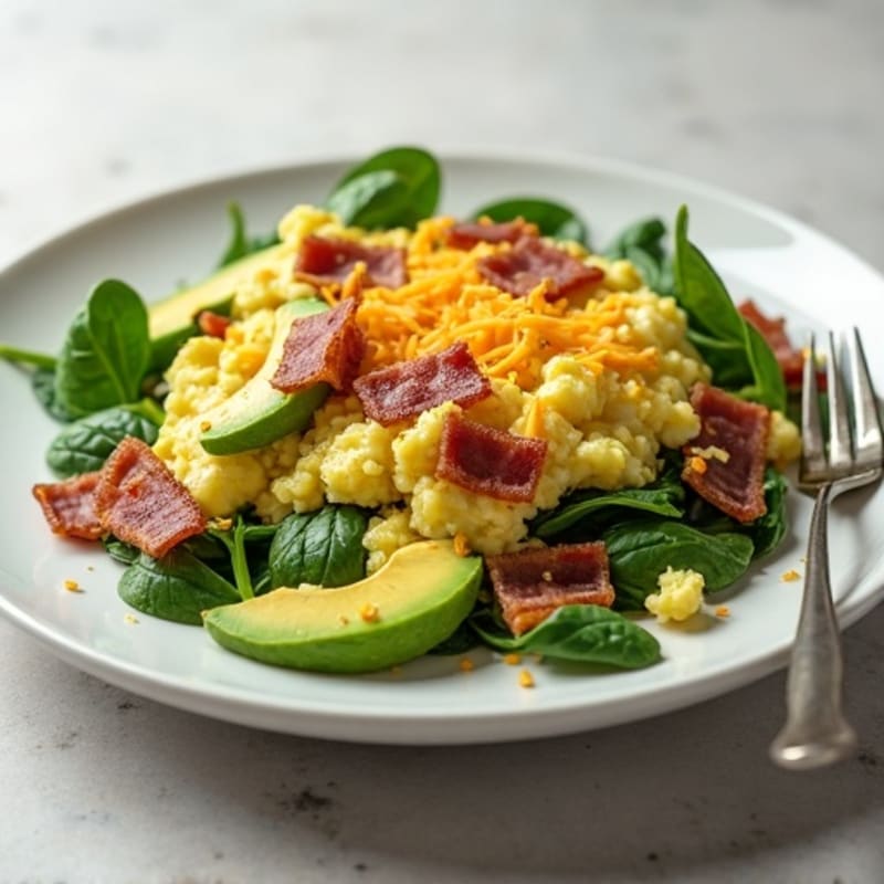 Egg White and Spinach Scramble with Turkey Bacon