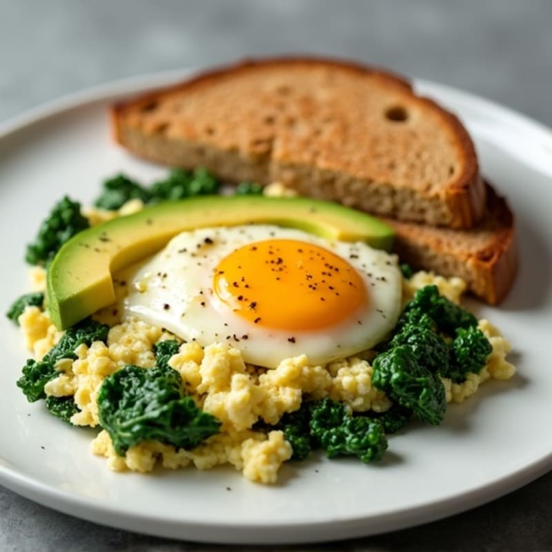 Egg White Scramble with Spinach and Cottage Cheese