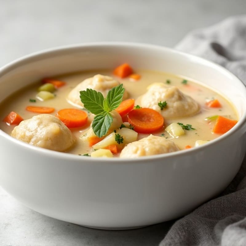 Creamy Chicken and Vegetable Soup with Fluffy Dumplings