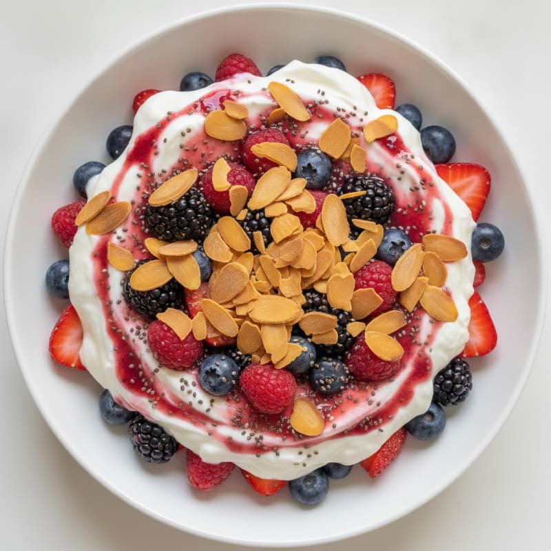 Greek Yogurt Protein Parfait with Mixed Berries
